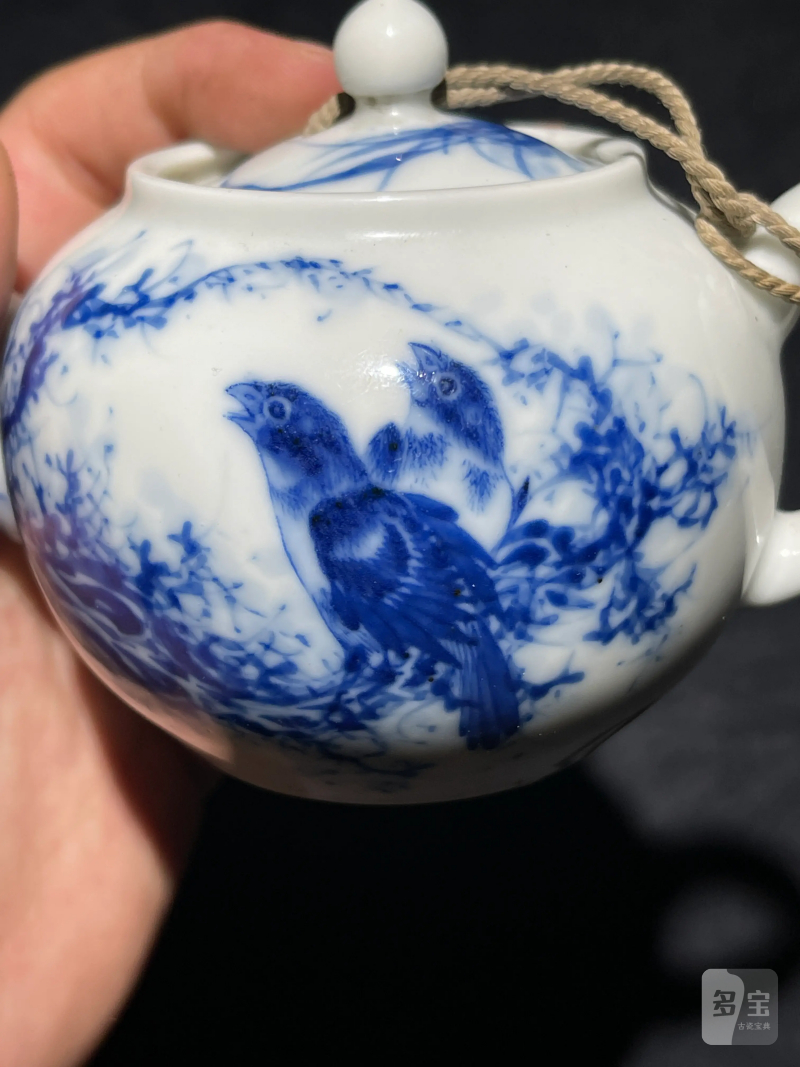 民国 王步青花花鸟纹执壶 - 图4